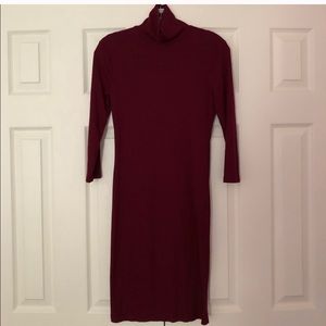Maroon Mini Turtleneck Dress